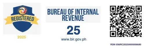 BIR registration seal for DAVERIL DIGITAL TECHNOLOGIES OPC: Registered 2025, Bureau of Internal Revenue, www.bir.gov.ph, RSN 056RC20250000006680, with verification QR code